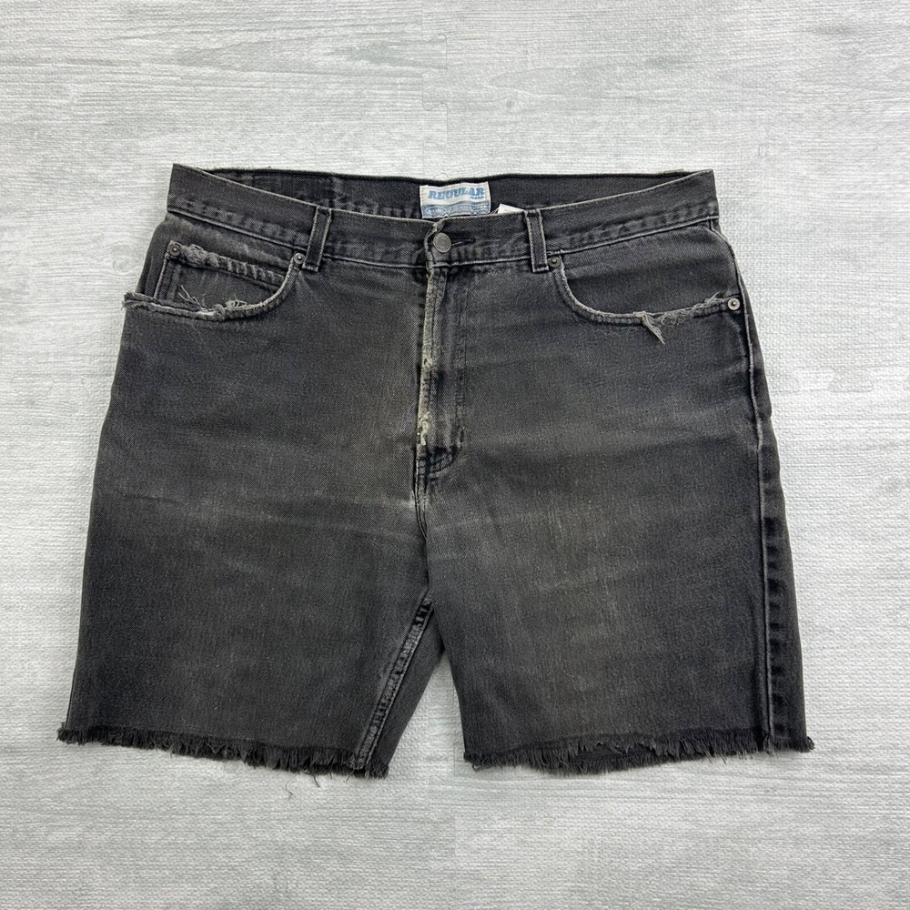 Vintage Old Navy Denim Shorts Size 36 Black Faded Distressed Y2K Jorts Skater